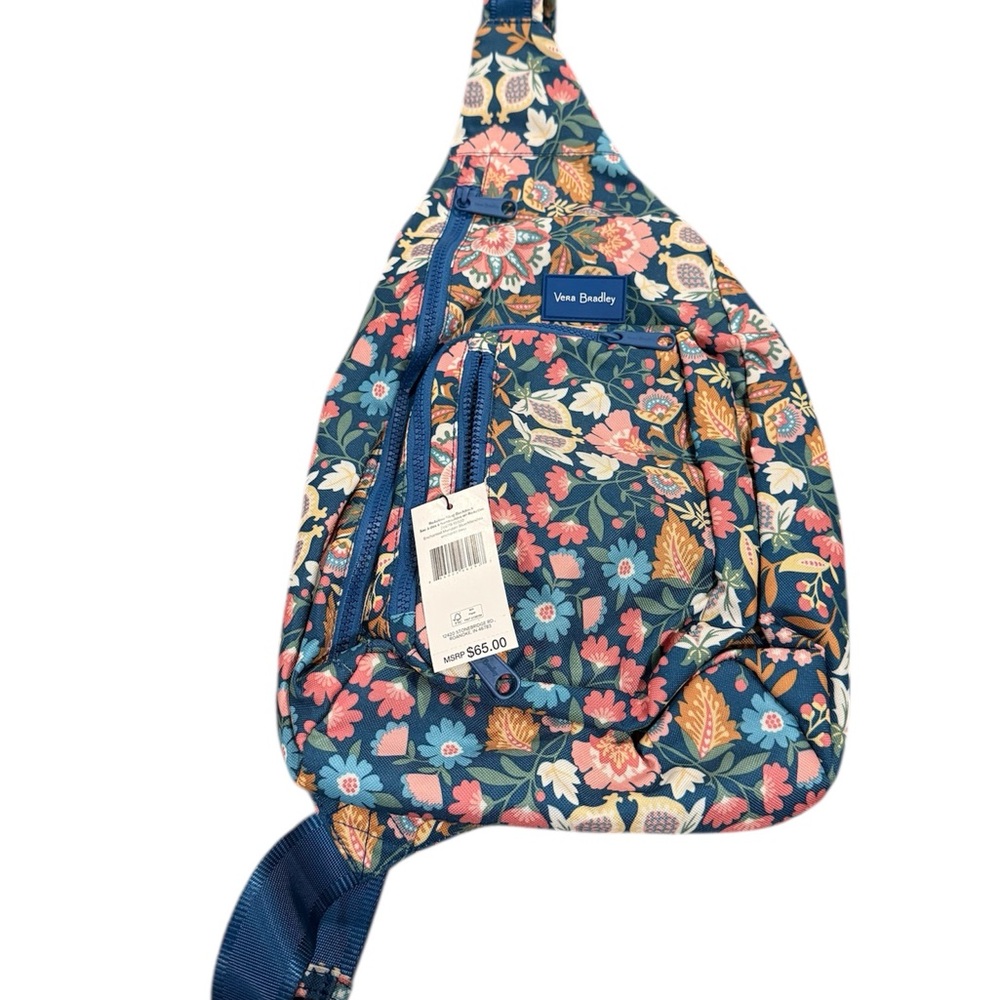 Vera Bradley Teal Floral Sling Crossbody Bag